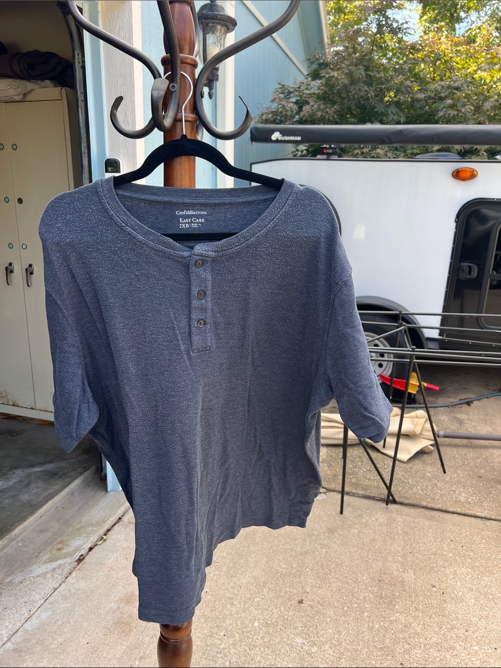 croft & barrow Navy Henley Short Sleeve Shirt